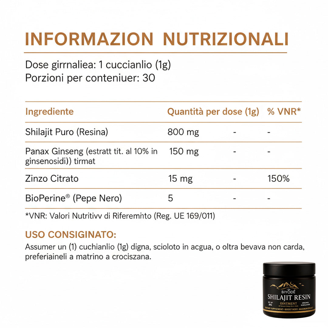 Vigore Attivo - Shilajit Puro Potenziato | Energia e Vigore
